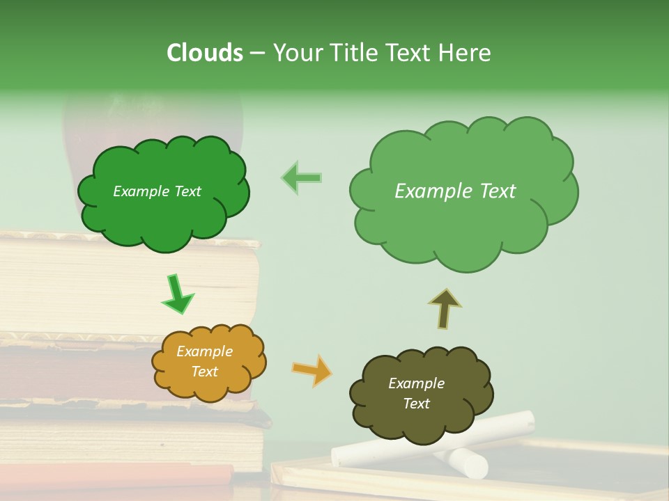 School Tools Frame An Area Of Green Chalkboard Ready For Your Text. PowerPoint Template
