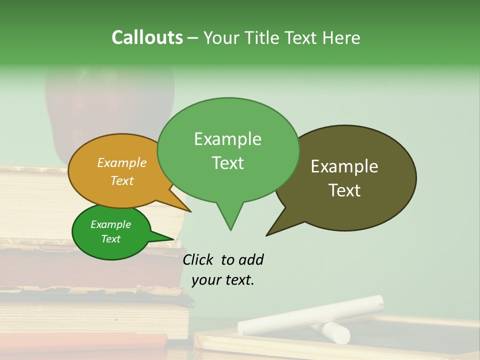 School Tools Frame An Area Of Green Chalkboard Ready For Your Text. PowerPoint Template