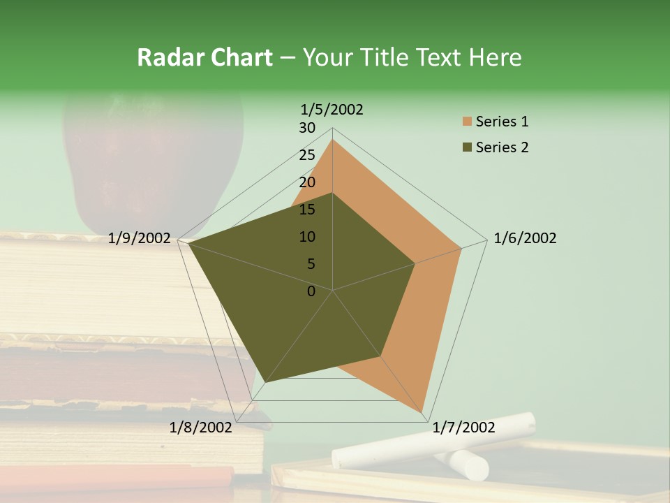 School Tools Frame An Area Of Green Chalkboard Ready For Your Text. PowerPoint Template