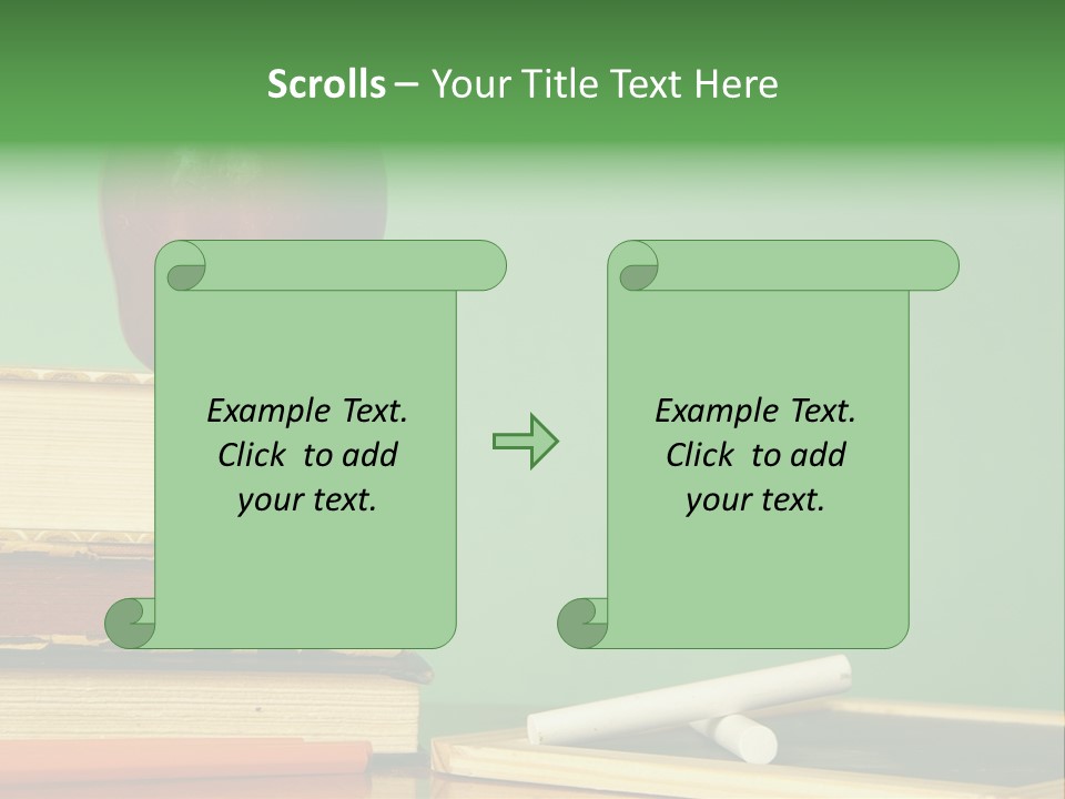 School Tools Frame An Area Of Green Chalkboard Ready For Your Text. PowerPoint Template