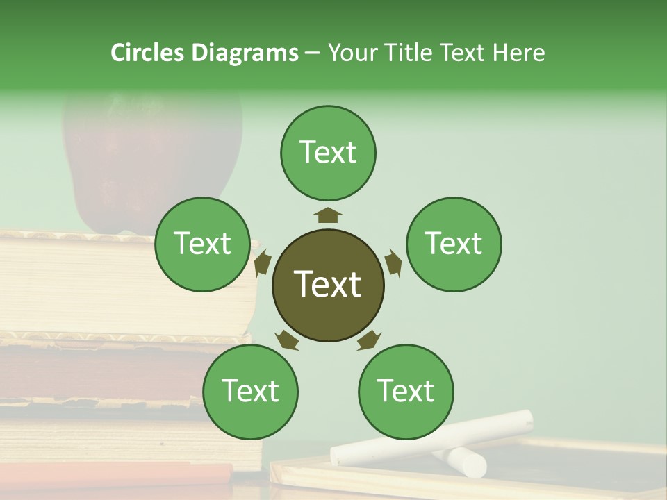 School Tools Frame An Area Of Green Chalkboard Ready For Your Text. PowerPoint Template