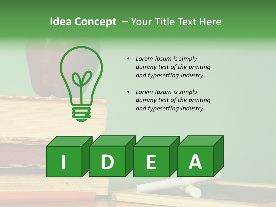 School Tools Frame An Area Of Green Chalkboard Ready For Your Text. PowerPoint Template