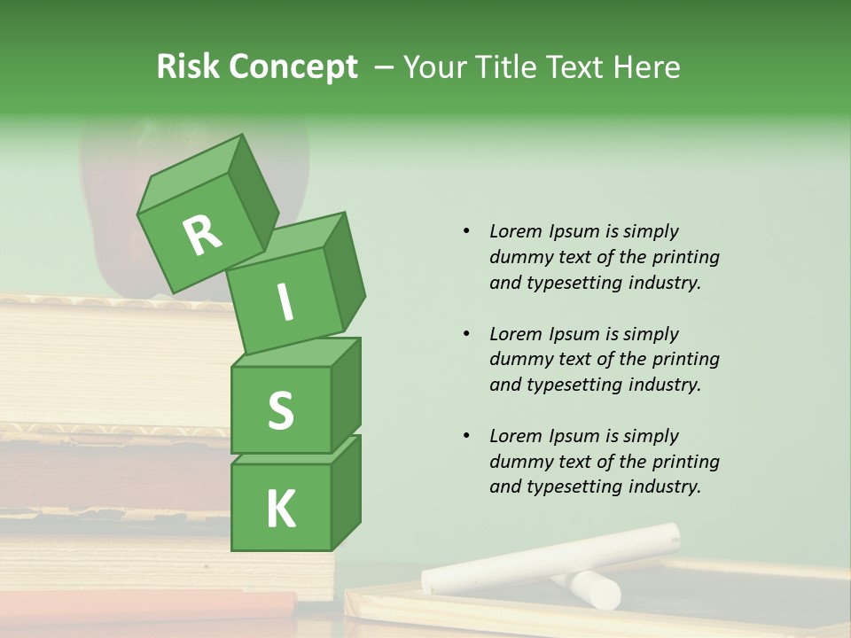 School Tools Frame An Area Of Green Chalkboard Ready For Your Text. PowerPoint Template