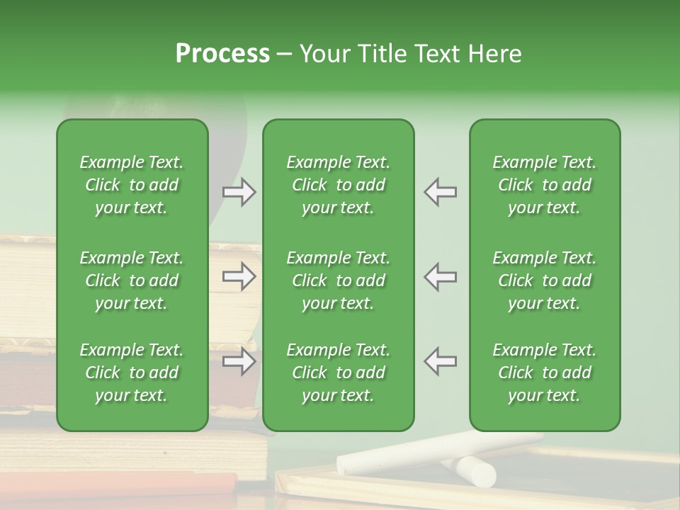 School Tools Frame An Area Of Green Chalkboard Ready For Your Text. PowerPoint Template