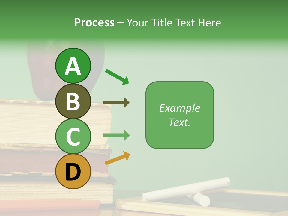 School Tools Frame An Area Of Green Chalkboard Ready For Your Text. PowerPoint Template