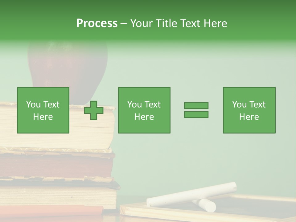 School Tools Frame An Area Of Green Chalkboard Ready For Your Text. PowerPoint Template
