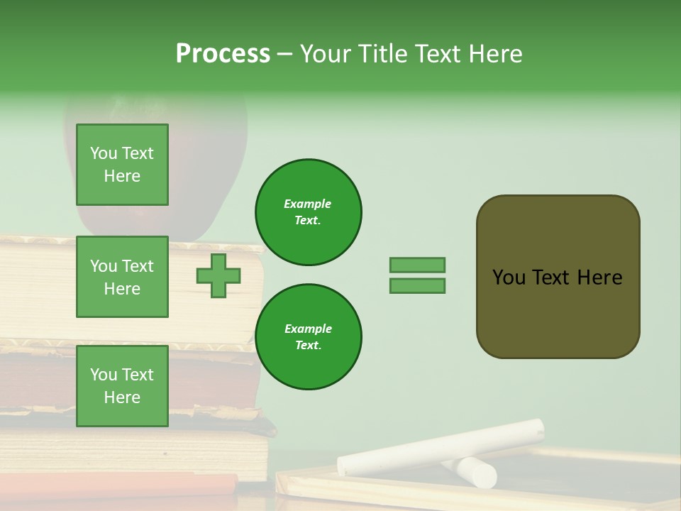 School Tools Frame An Area Of Green Chalkboard Ready For Your Text. PowerPoint Template