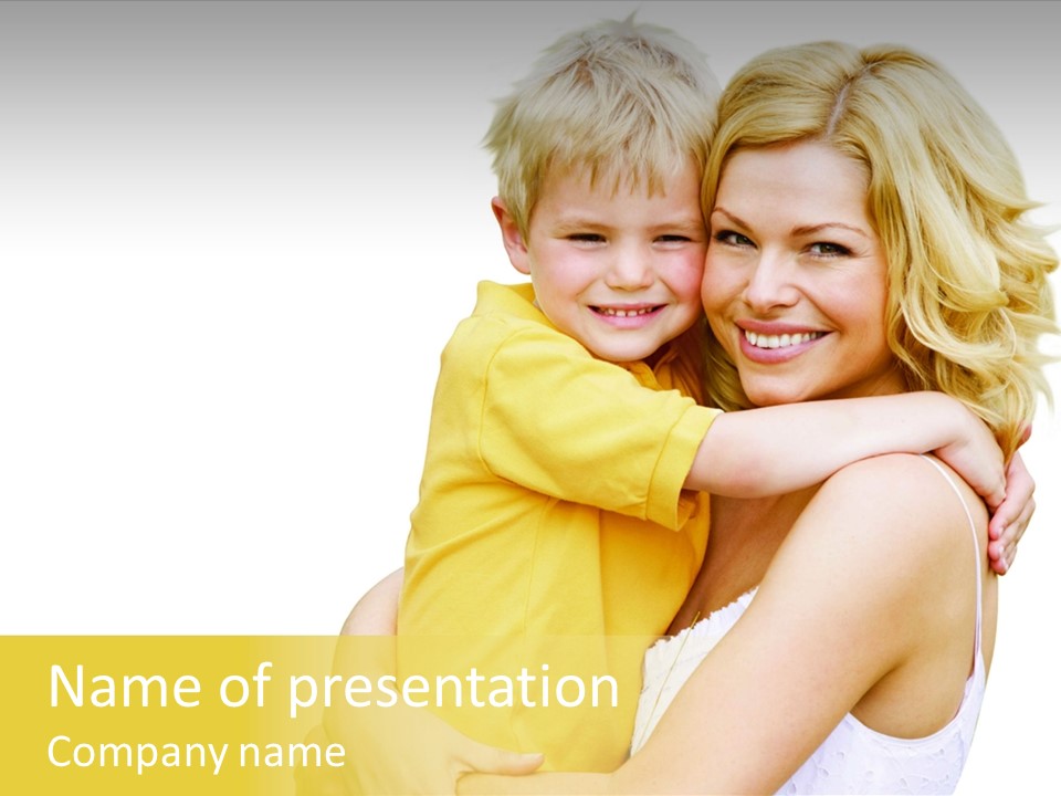 Mother Holding Son Outdoors Smiling PowerPoint Template