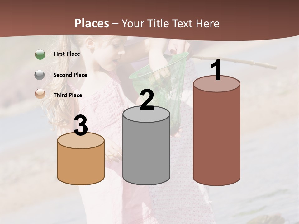 Mother And Daughter At Beach Fishing And Smiling PowerPoint Template