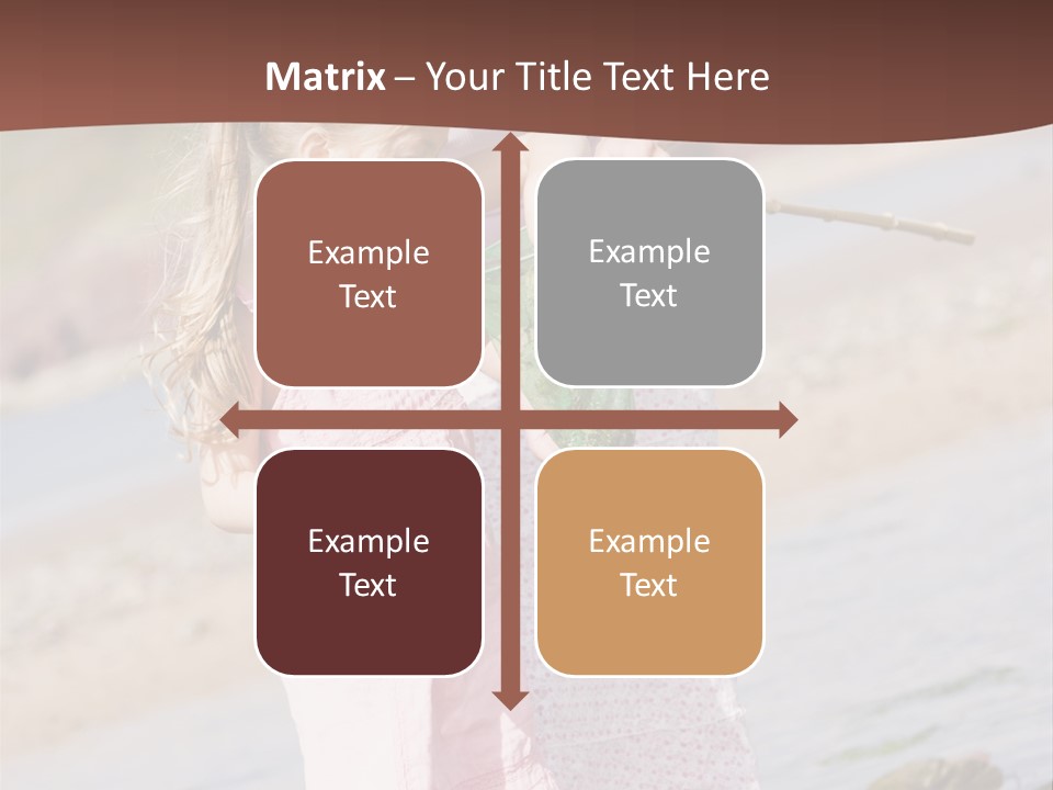 Mother And Daughter At Beach Fishing And Smiling PowerPoint Template