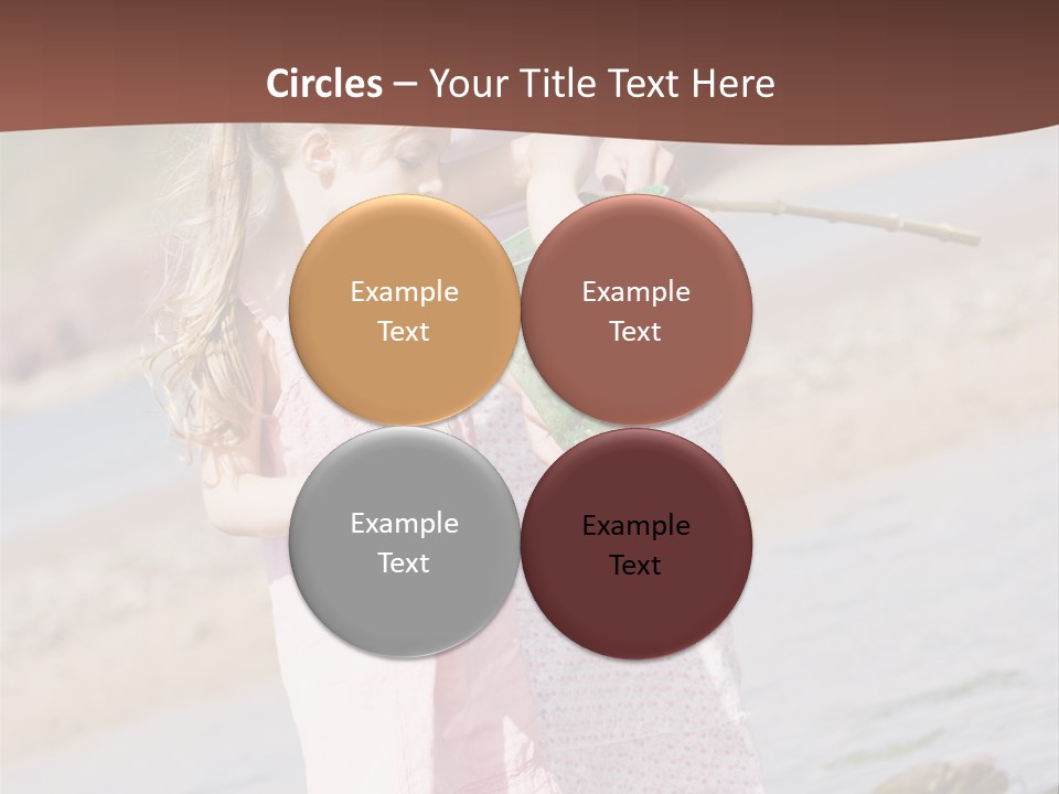 Mother And Daughter At Beach Fishing And Smiling PowerPoint Template