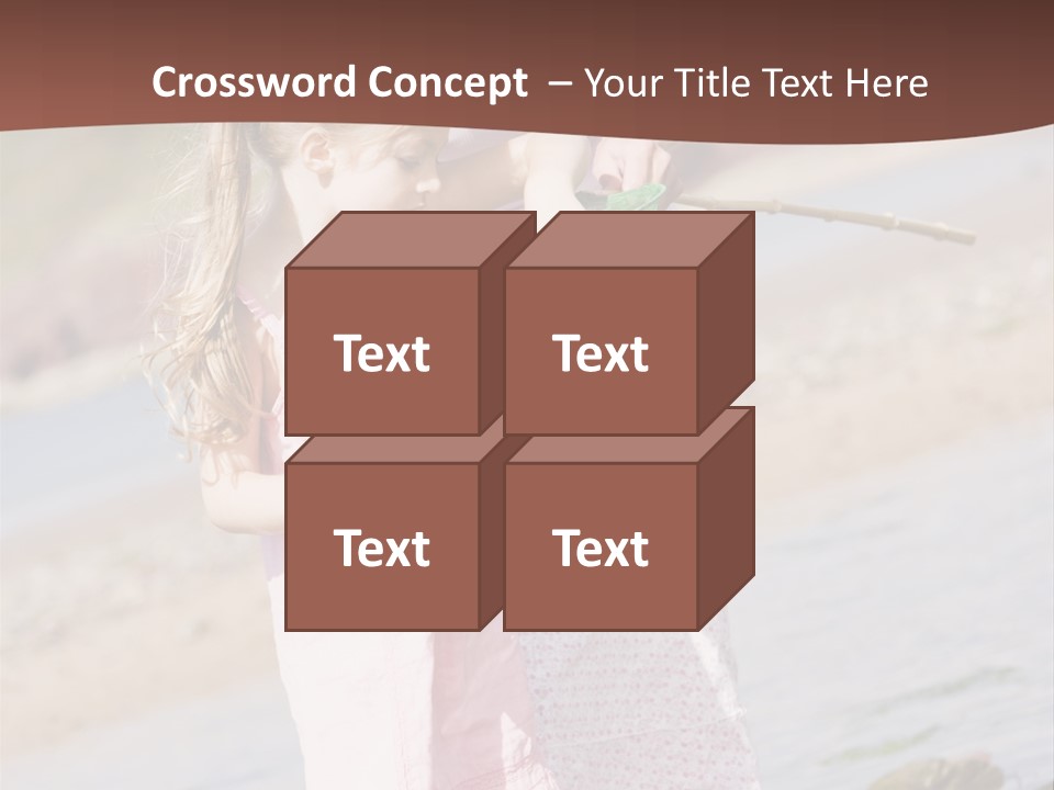 Mother And Daughter At Beach Fishing And Smiling PowerPoint Template