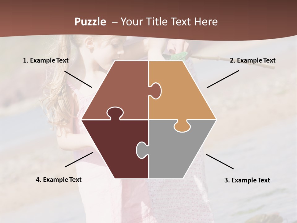 Mother And Daughter At Beach Fishing And Smiling PowerPoint Template