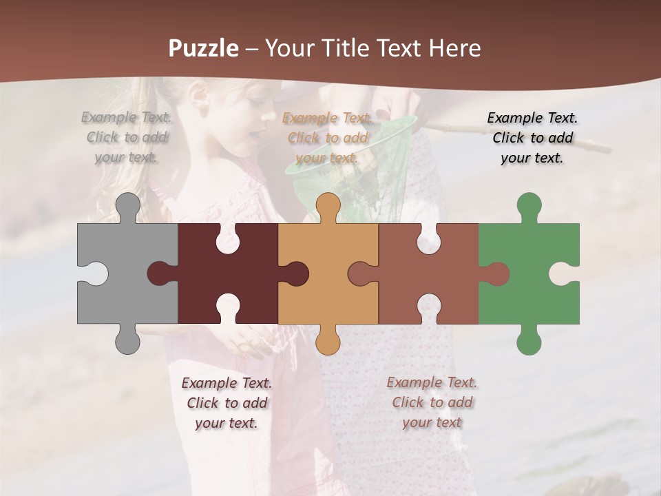 Mother And Daughter At Beach Fishing And Smiling PowerPoint Template