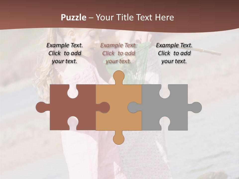 Mother And Daughter At Beach Fishing And Smiling PowerPoint Template