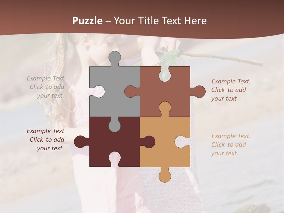 Mother And Daughter At Beach Fishing And Smiling PowerPoint Template