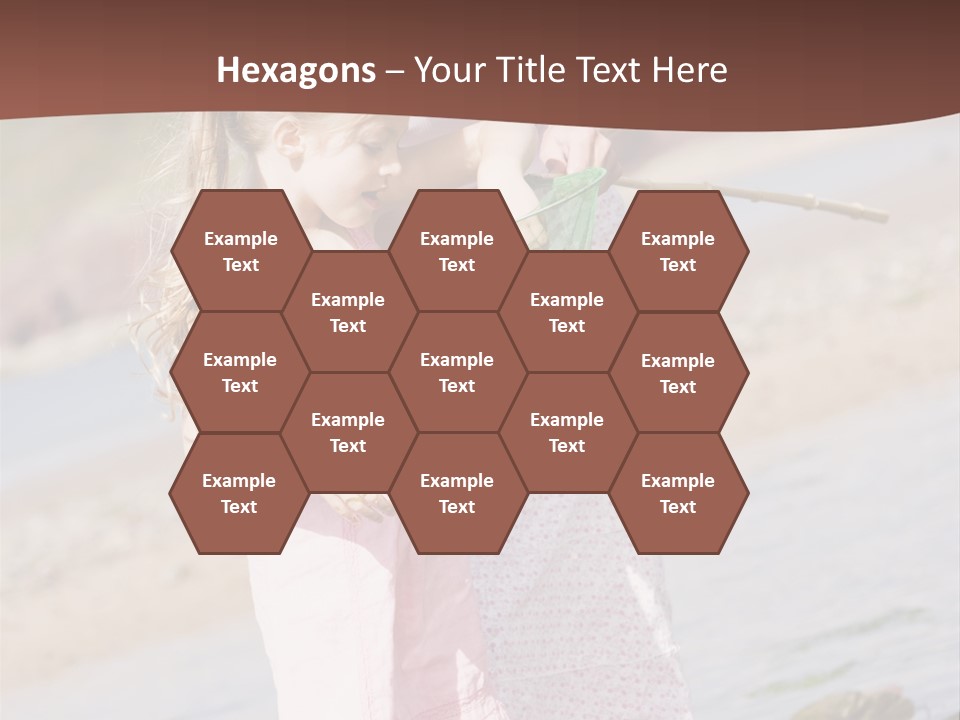 Mother And Daughter At Beach Fishing And Smiling PowerPoint Template