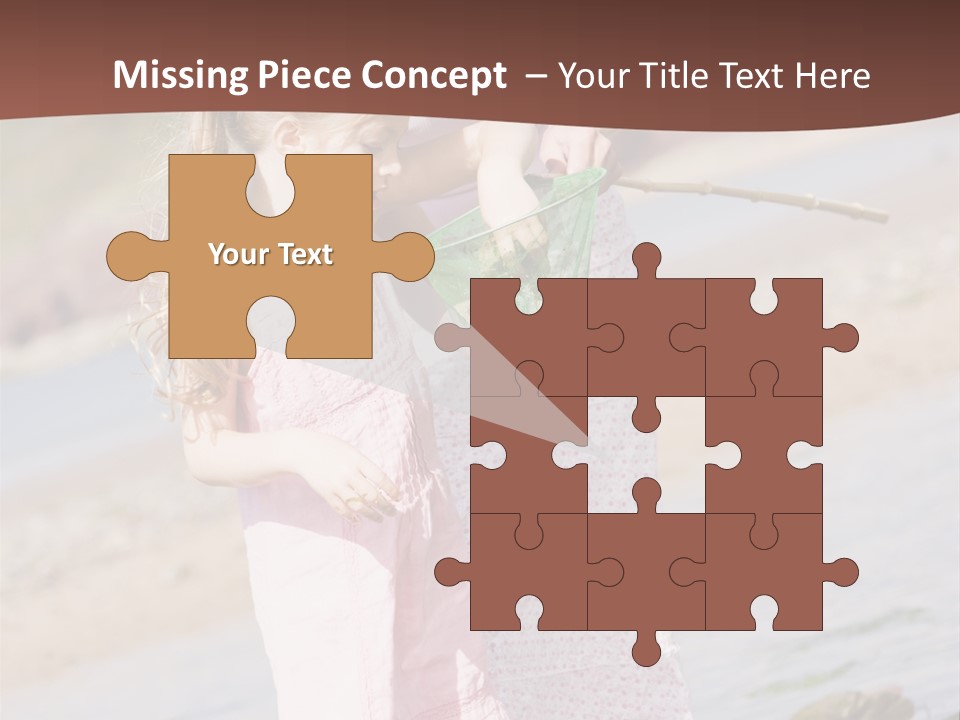 Mother And Daughter At Beach Fishing And Smiling PowerPoint Template