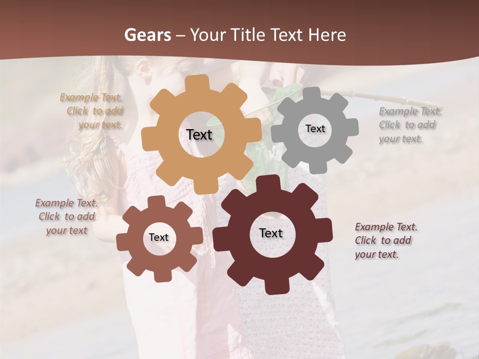 Mother And Daughter At Beach Fishing And Smiling PowerPoint Template