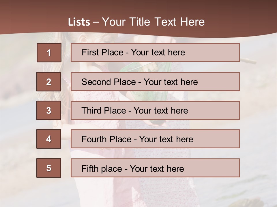 Mother And Daughter At Beach Fishing And Smiling PowerPoint Template