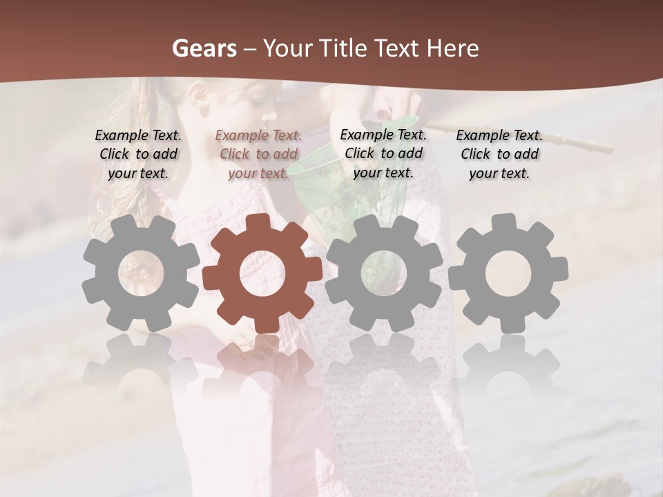 Mother And Daughter At Beach Fishing And Smiling PowerPoint Template