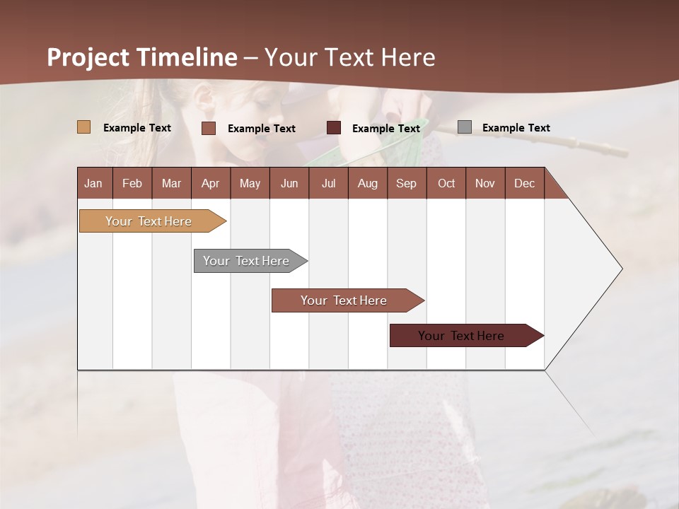 Mother And Daughter At Beach Fishing And Smiling PowerPoint Template