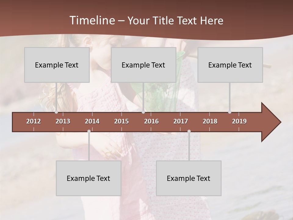 Mother And Daughter At Beach Fishing And Smiling PowerPoint Template