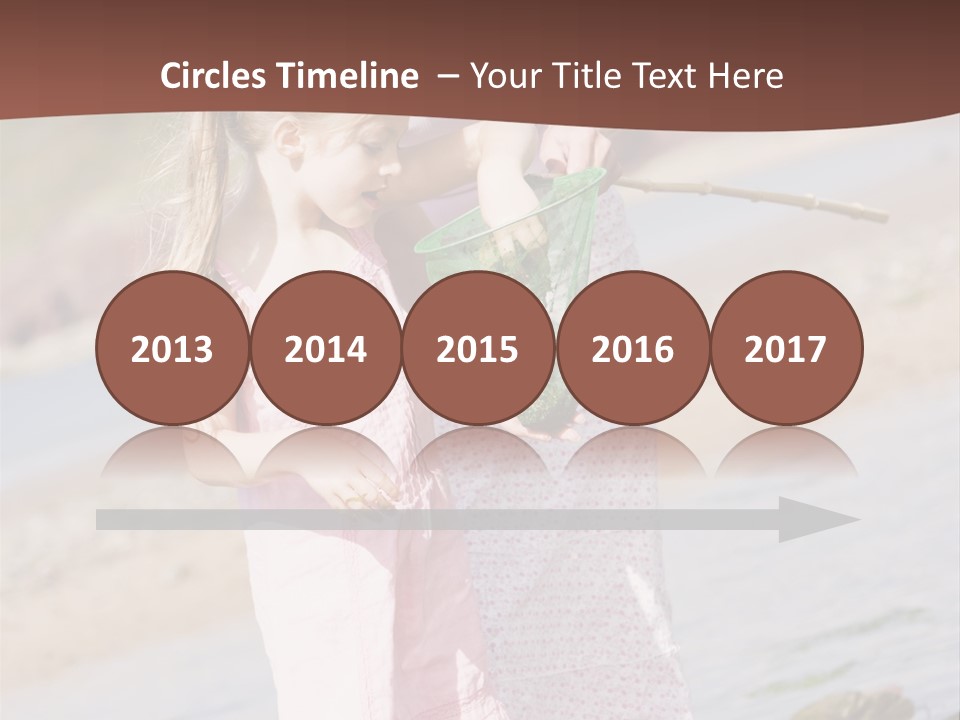 Mother And Daughter At Beach Fishing And Smiling PowerPoint Template