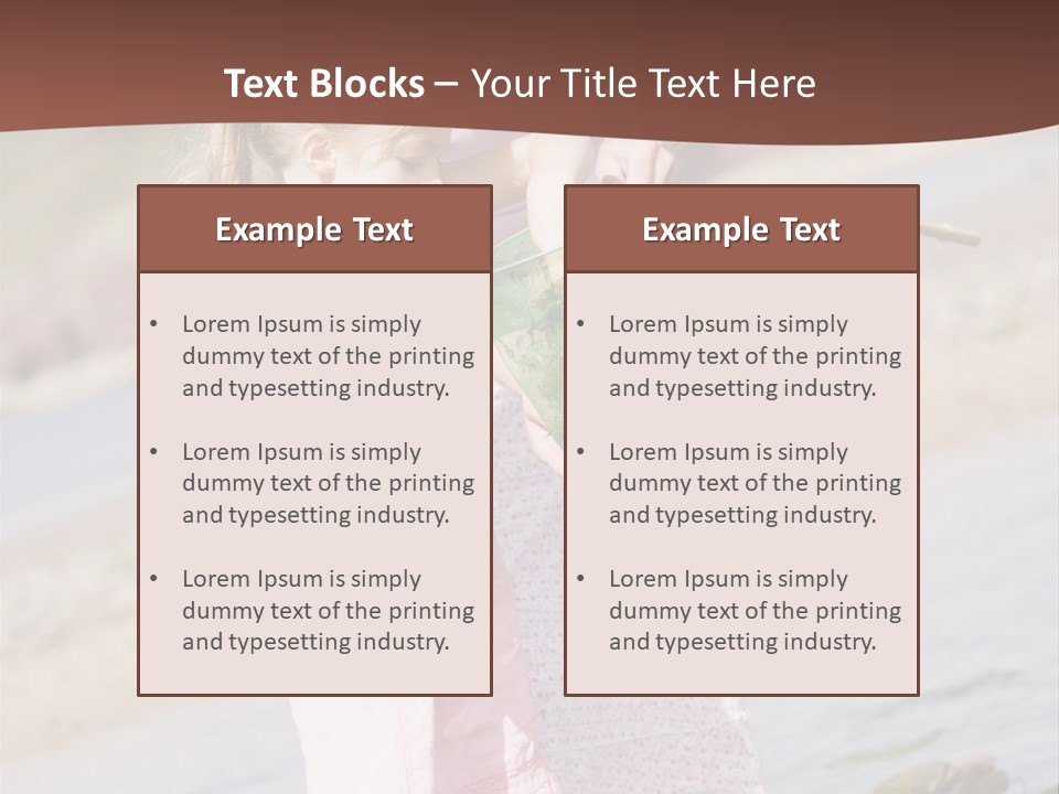 Mother And Daughter At Beach Fishing And Smiling PowerPoint Template