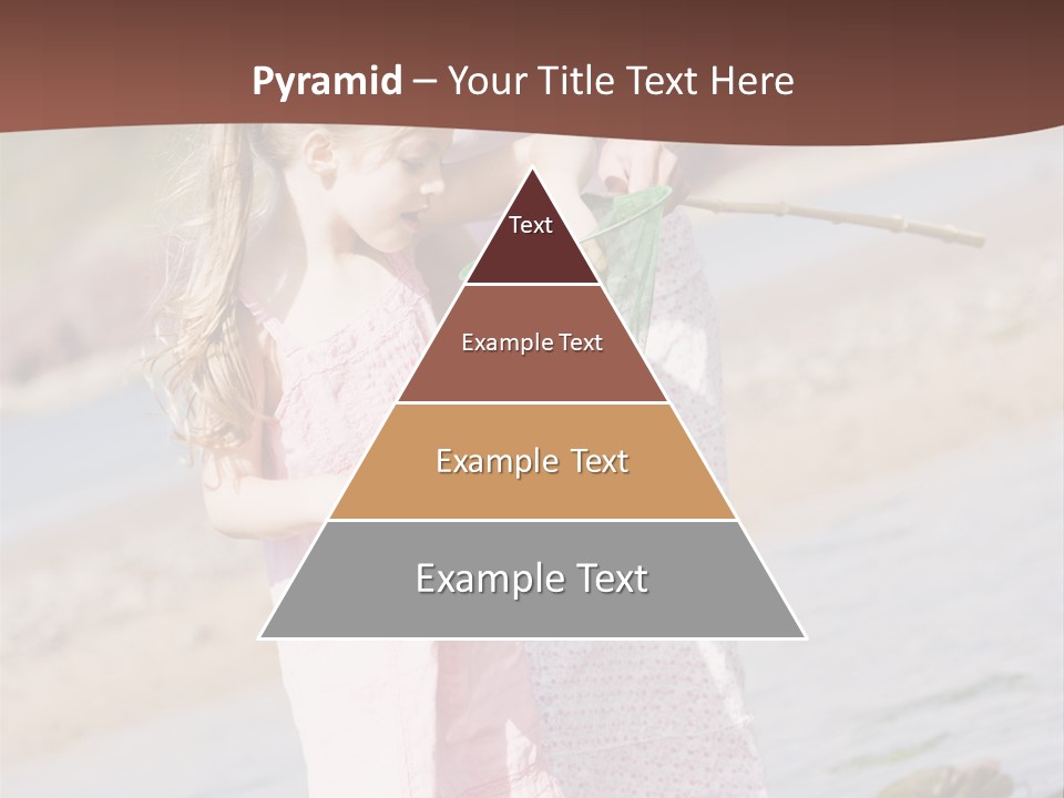 Mother And Daughter At Beach Fishing And Smiling PowerPoint Template