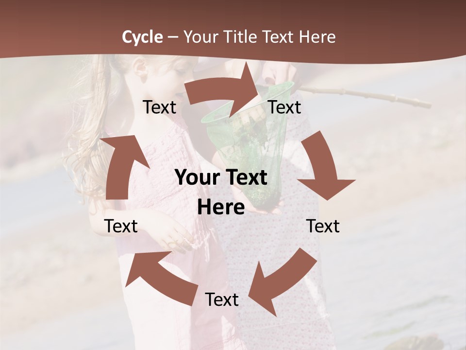 Mother And Daughter At Beach Fishing And Smiling PowerPoint Template