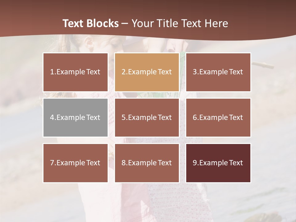 Mother And Daughter At Beach Fishing And Smiling PowerPoint Template