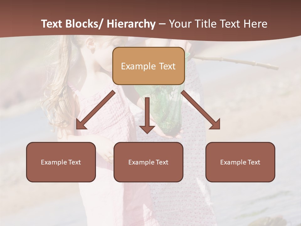 Mother And Daughter At Beach Fishing And Smiling PowerPoint Template