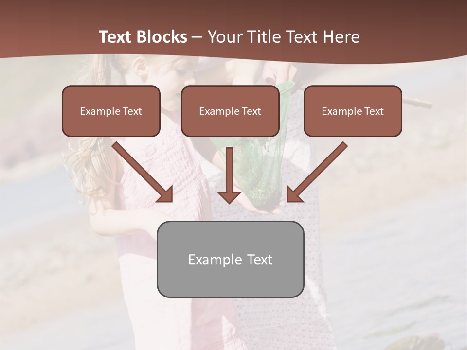 Mother And Daughter At Beach Fishing And Smiling PowerPoint Template