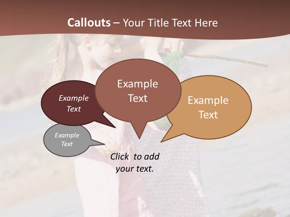 Mother And Daughter At Beach Fishing And Smiling PowerPoint Template