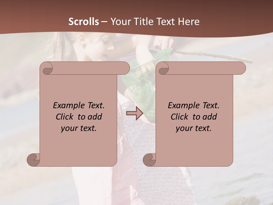 Mother And Daughter At Beach Fishing And Smiling PowerPoint Template