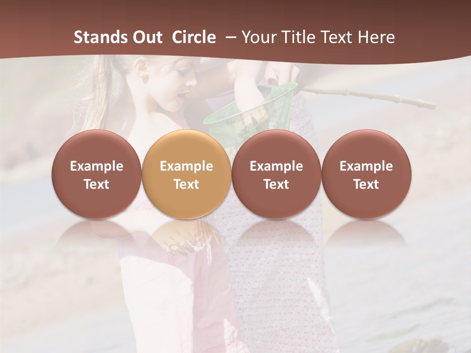 Mother And Daughter At Beach Fishing And Smiling PowerPoint Template