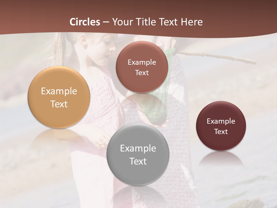 Mother And Daughter At Beach Fishing And Smiling PowerPoint Template