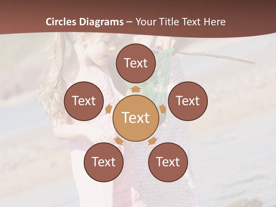 Mother And Daughter At Beach Fishing And Smiling PowerPoint Template