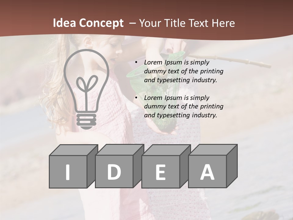 Mother And Daughter At Beach Fishing And Smiling PowerPoint Template