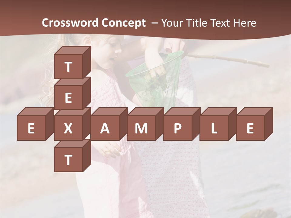 Mother And Daughter At Beach Fishing And Smiling PowerPoint Template