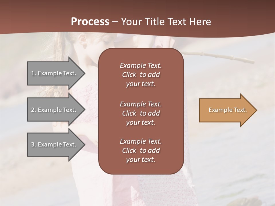 Mother And Daughter At Beach Fishing And Smiling PowerPoint Template