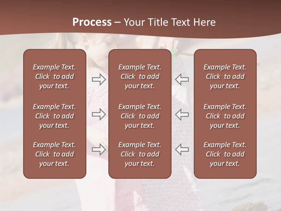 Mother And Daughter At Beach Fishing And Smiling PowerPoint Template