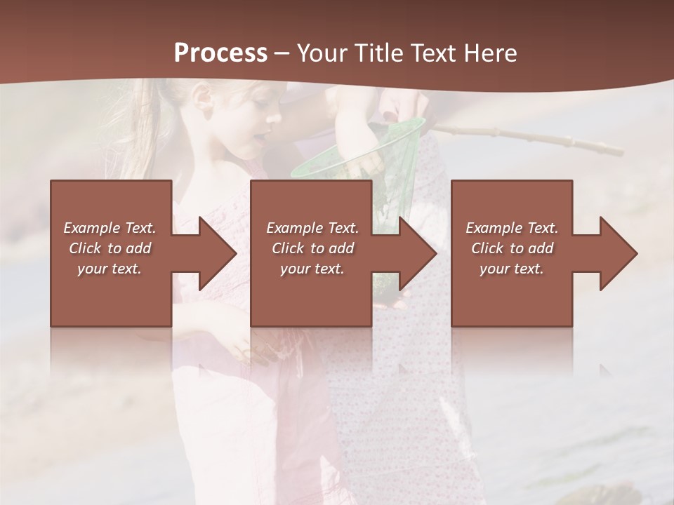 Mother And Daughter At Beach Fishing And Smiling PowerPoint Template