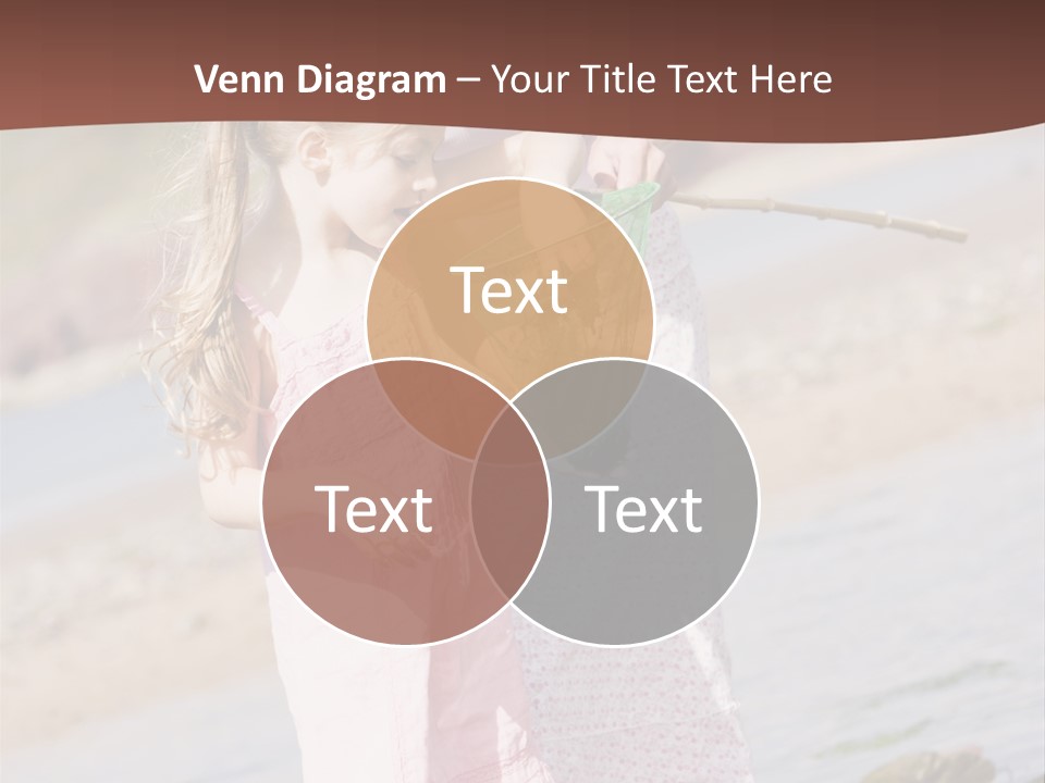 Mother And Daughter At Beach Fishing And Smiling PowerPoint Template