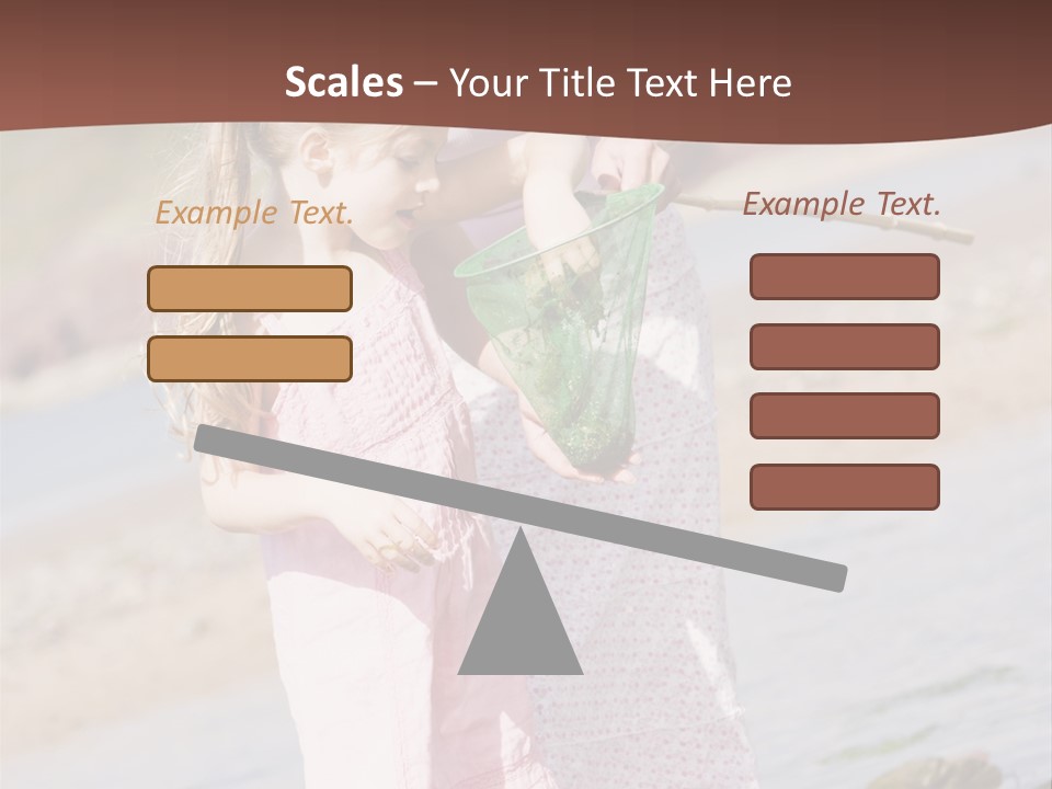 Mother And Daughter At Beach Fishing And Smiling PowerPoint Template