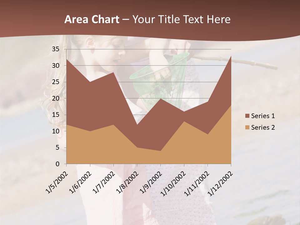 Mother And Daughter At Beach Fishing And Smiling PowerPoint Template