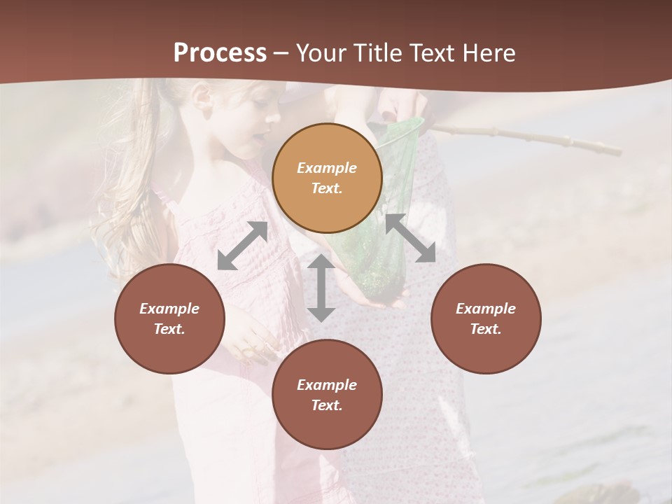 Mother And Daughter At Beach Fishing And Smiling PowerPoint Template