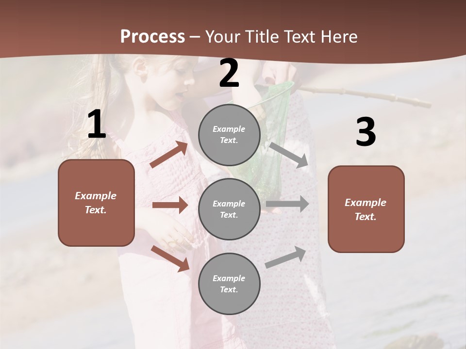 Mother And Daughter At Beach Fishing And Smiling PowerPoint Template