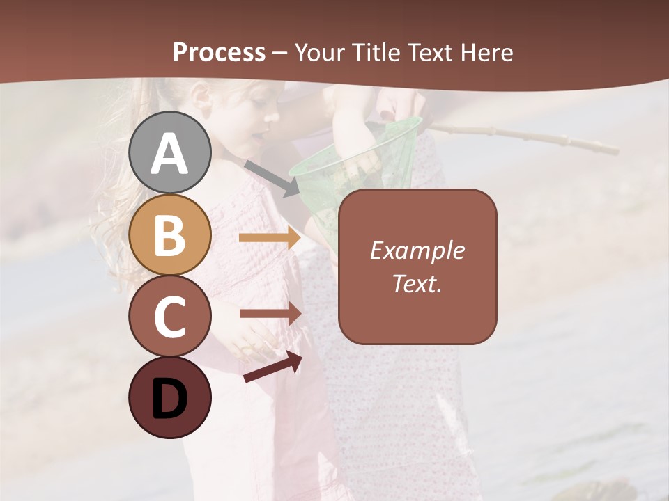 Mother And Daughter At Beach Fishing And Smiling PowerPoint Template